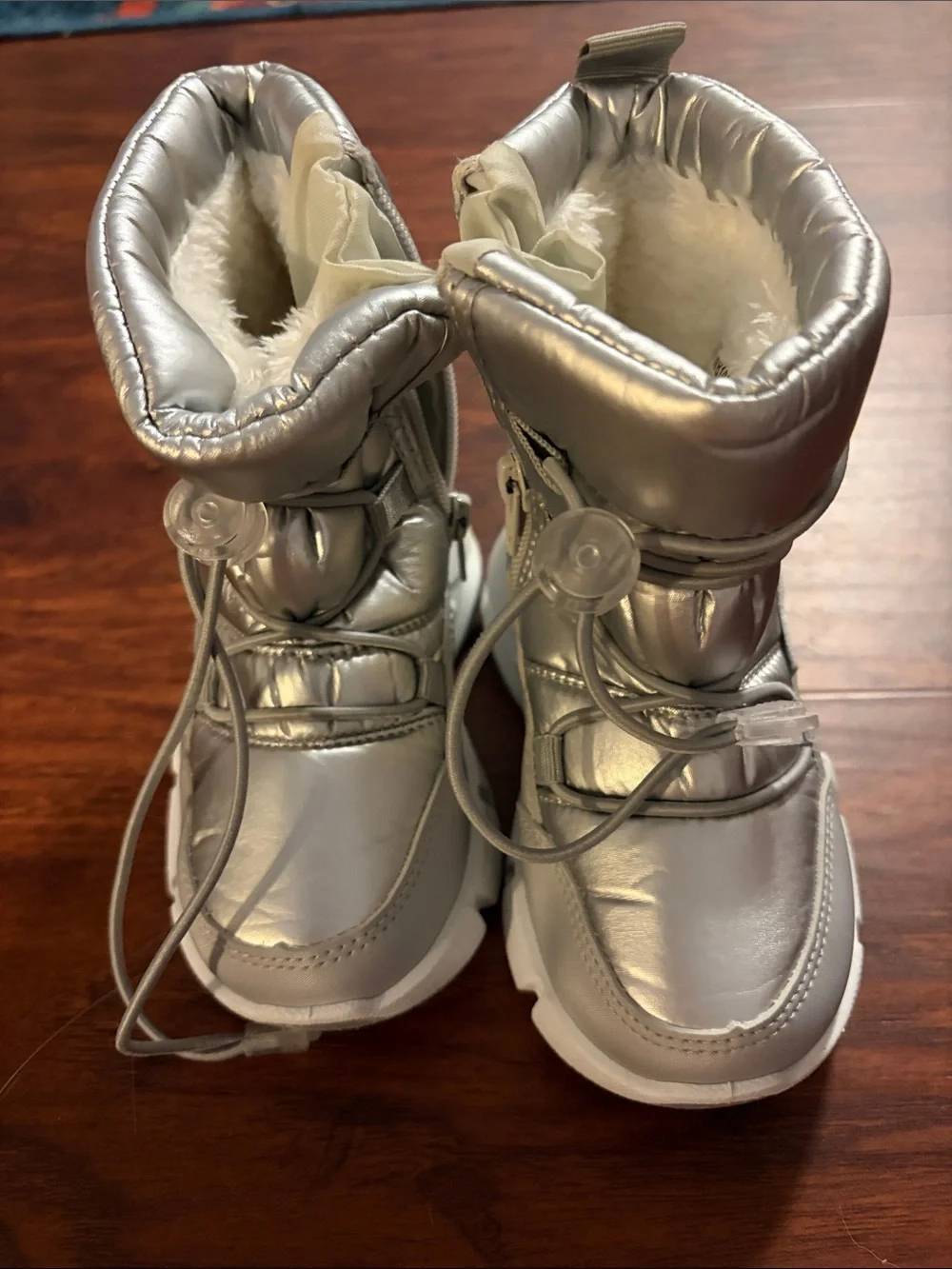 Kids' Metallic Silver Snow Boots